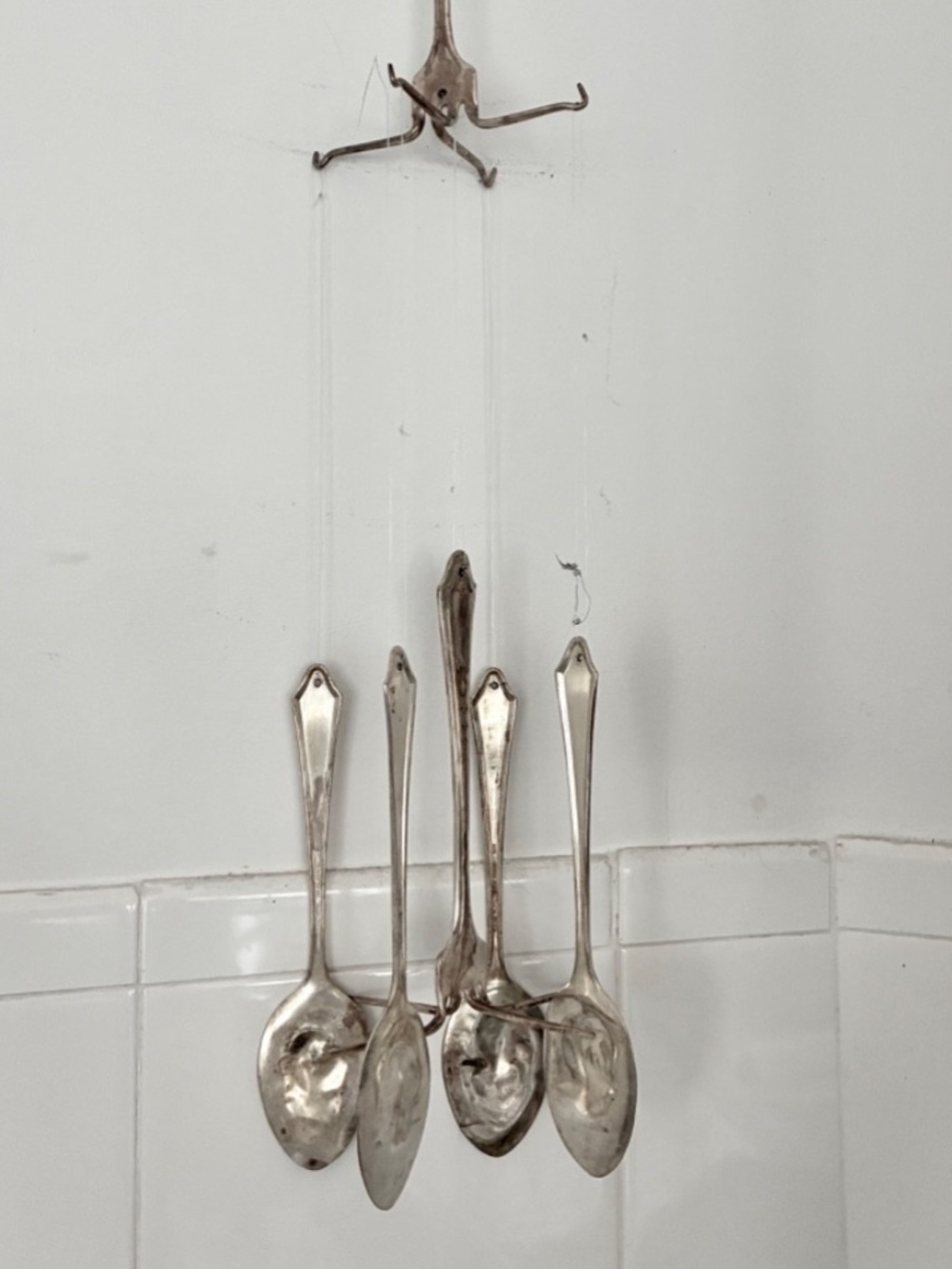Handmade WIND CHIMES Made from Silver Spoons and Fork -great sound
